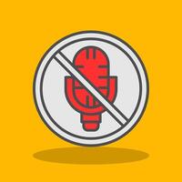 No Microphone Filled Shadow Icon vector