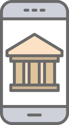 Mobile Banking Line Filled Light Icon