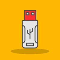 Flash Drive Filled Shadow Icon vector