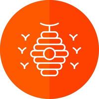 Bee Hive Line Red Circle Icon vector