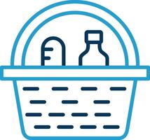 Picnic Basket Line Blue Two Color Icon vector