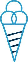 Ice Cream Cone Line Blue Two Color Icon vector