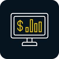 Stock Market Line Yellow White Icon vector