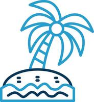 Palm Tree Line Blue Two Color Icon vector