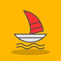 windsurf lleno sombra icono vector