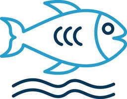 pescado línea azul dos color icono vector