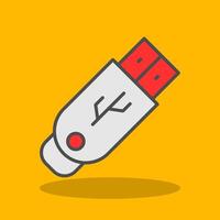 memoria USB lleno sombra icono vector