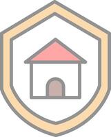 hogar proteccion línea lleno ligero icono vector