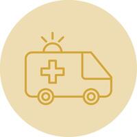 Ambulance Line Yellow Circle Icon vector