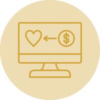 OnLine Yellow Circle Donation Line Yellow Circle Icon vector