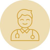 Male Doctor Line Yellow Circle Icon vector