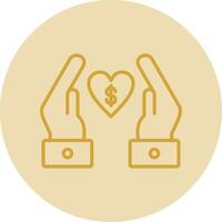 Chrity Donation Line Yellow Circle Icon vector