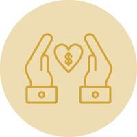 Chrity Donation Line Yellow Circle Icon vector