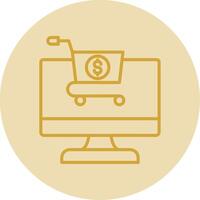 E Commerce Line Yellow Circle Icon vector