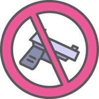 No Gun Line Filled Light Icon vector