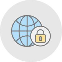 Global Security Line Filled Light Icon vector