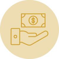 Receive Money Line Yellow Circle Icon vector