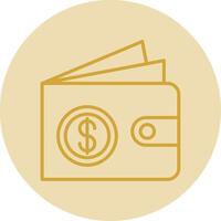 Wallet Line Yellow Circle Icon vector