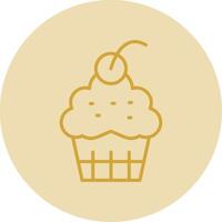 Cup Cake Line Yellow Circle Icon vector