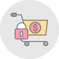 Secure OnLine Filled Light Shopping Line Filled Light Icon vector