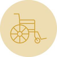 silla de ruedas línea amarillo circulo icono vector