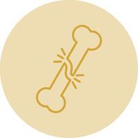 Broken Bone Line Yellow Circle Icon vector