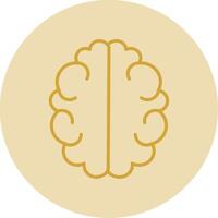 Brain Line Yellow Circle Icon vector