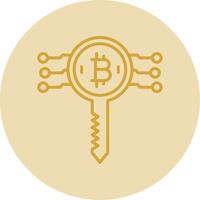 bitcoin llave línea amarillo circulo icono vector