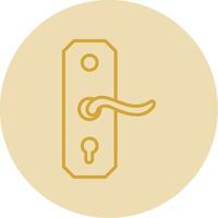 Door Handle Line Yellow Circle Icon vector
