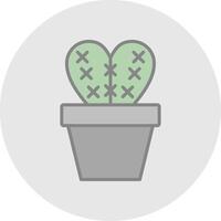 cactus línea lleno ligero icono vector