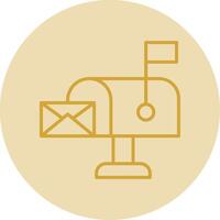 Mailbox Line Yellow Circle Icon vector