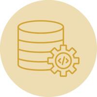 Database Line Yellow Circle Icon vector