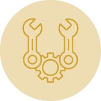 Spanner Line Yellow Circle Icon vector