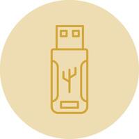 Flash Drive Line Yellow Circle Icon vector