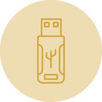 Flash Drive Line Yellow Circle Icon vector