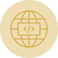 Earth Globe Line Yellow Circle Icon vector