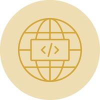 Earth Globe Line Yellow Circle Icon vector