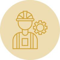 Consrtruction Worker Line Yellow Circle Icon vector