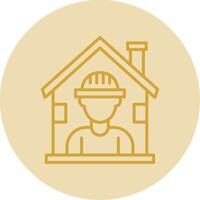 House Line Yellow Circle Icon vector