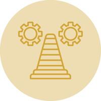 Traffic Cone Line Yellow Circle Icon vector