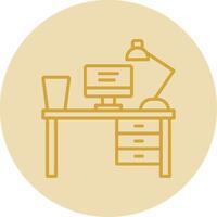 Work Table Line Yellow Circle Icon vector