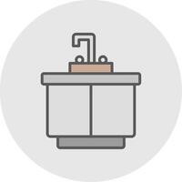 cocina lavabo línea lleno ligero icono vector