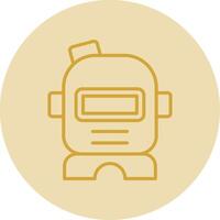 Astronaut Helmet Line Yellow Circle Icon vector