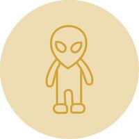 Alien Line Yellow Circle Icon vector
