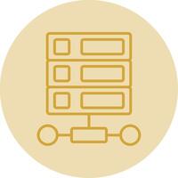 Database Line Yellow Circle Icon vector