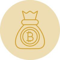 Bitcoin Line Yellow Circle Icon vector