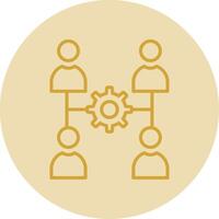 Team Management Line Yellow Circle Icon vector