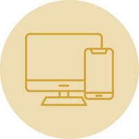 Responsive Devices Line Yellow Circle Icon vector