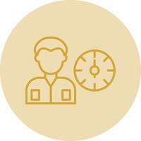 Working Hours Line Yellow Circle Icon vector