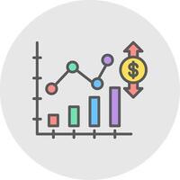 Market Fluctuation Line Filled Light Icon vector